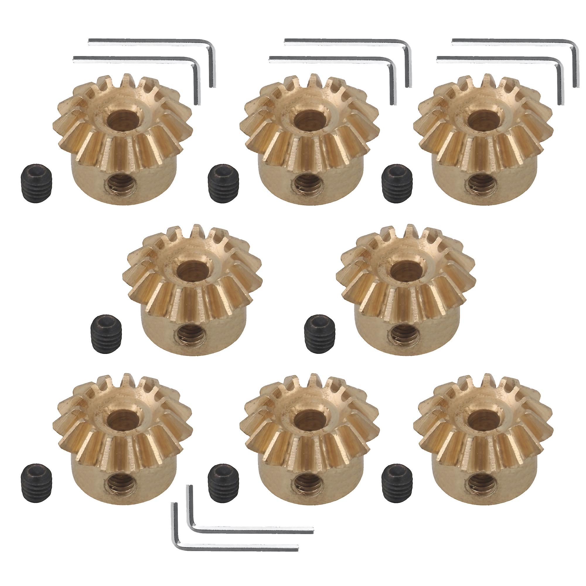 8Pcs Copper Bevel Gear 0.8 Module 15 T for Mechanical Transmission 3 mm