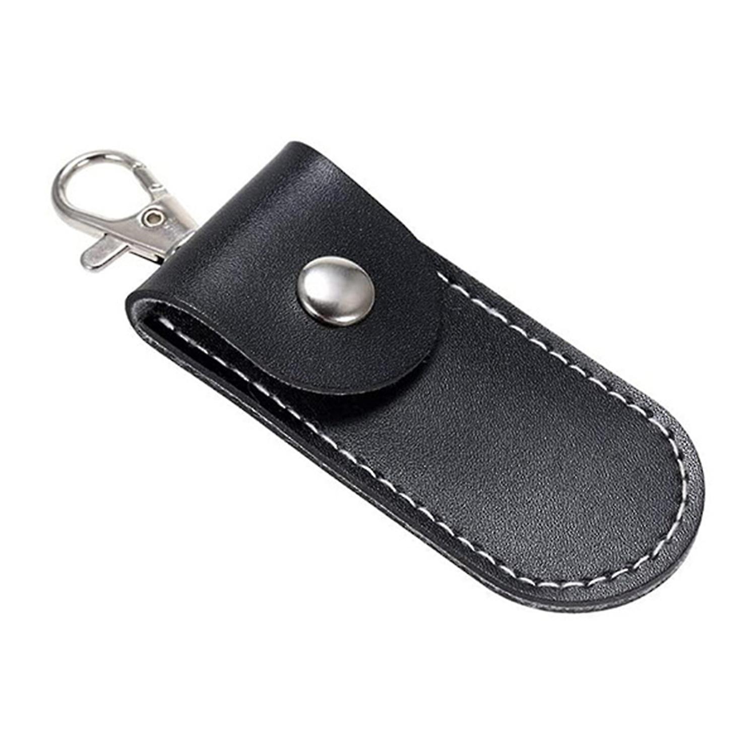 USB Drive Protective Case with Keyring Button Closure Flash Drive Cover Faux Leather U Disk Protecti