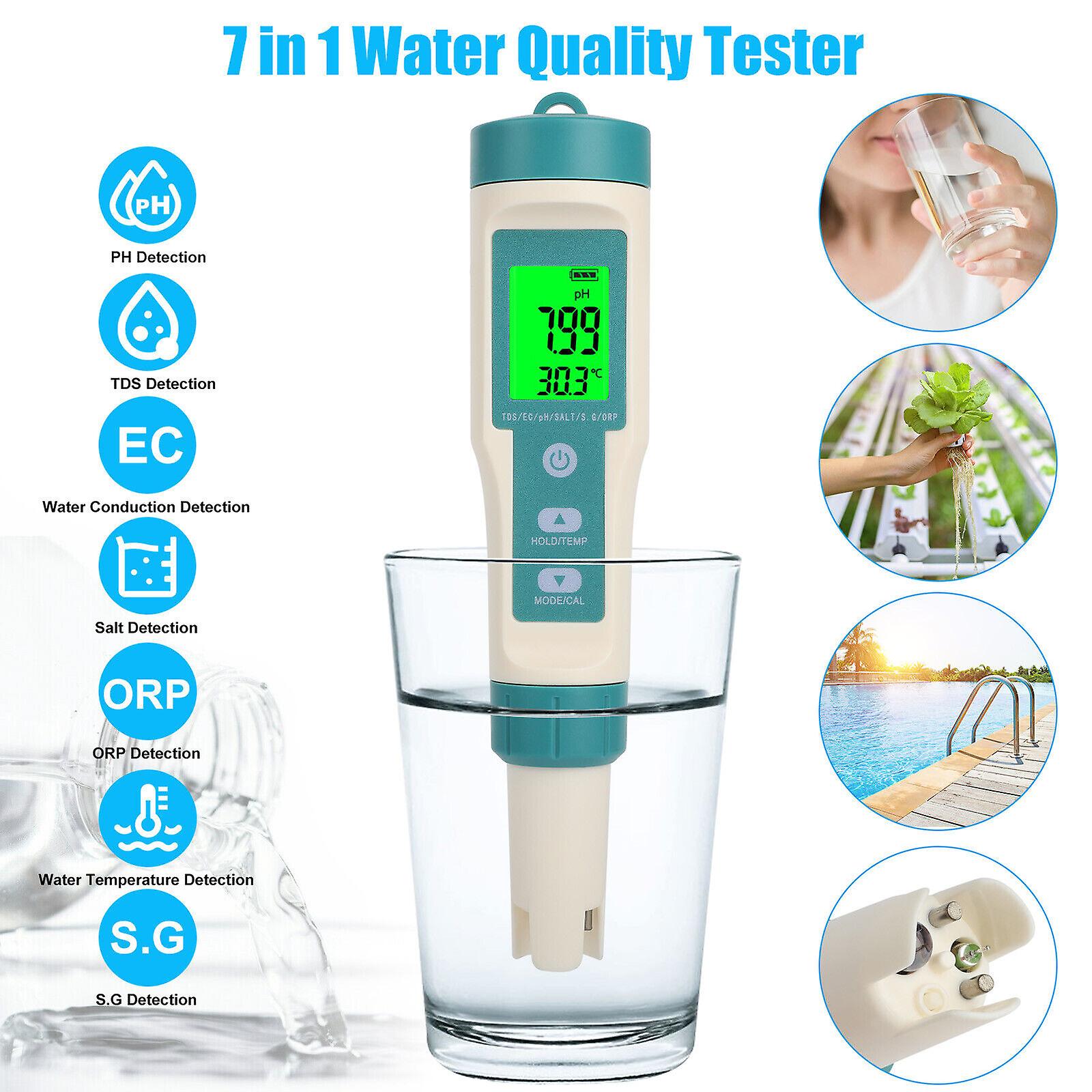 7 in 1 Digital LCD PH/TDS/EC/ORP/TEMP/SG/Salinity Water Quality Tester Meter Pen