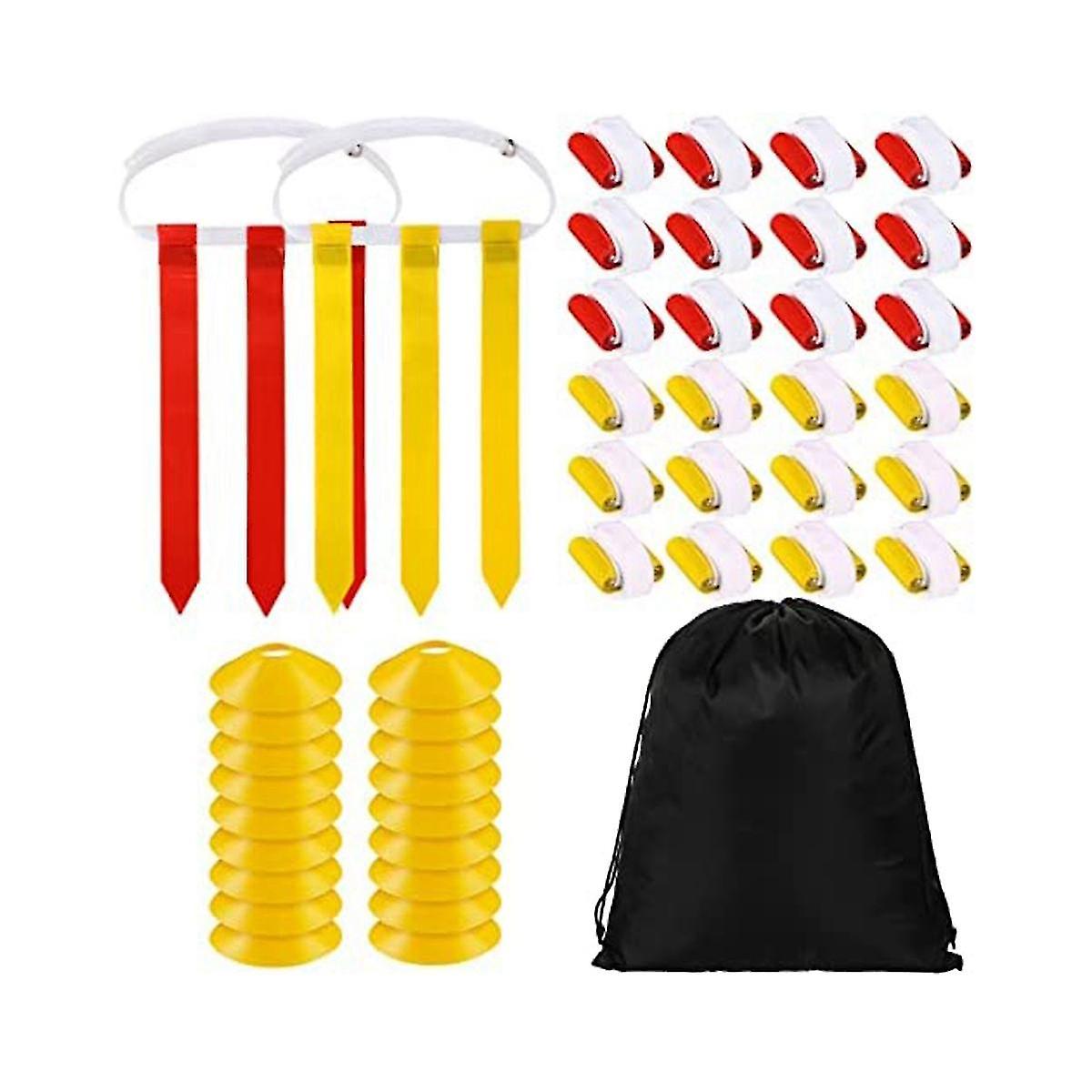 24 Players Flag Football Belts And Flags Set,includes 24 Belt,72 Flags 18 Cones With Carrying Bag F