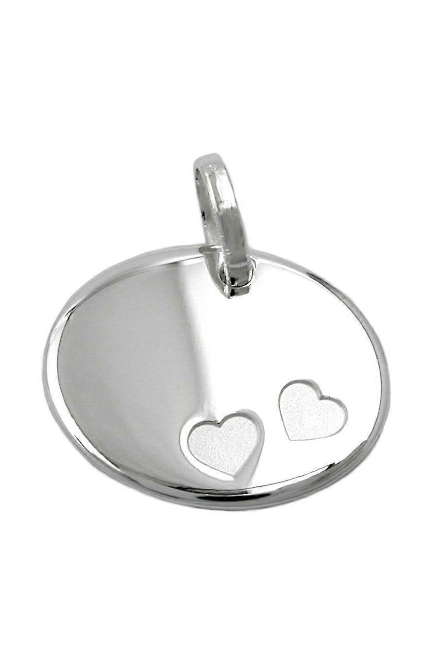 Pendant Oval 2 Hearts Silver 925 - Gl92511