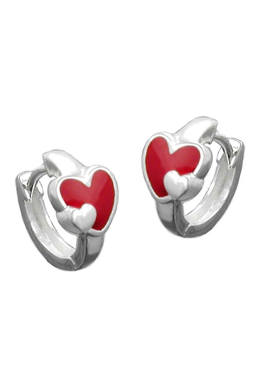 Earrings Leverback Heart Red Silver 925 - Gl90735