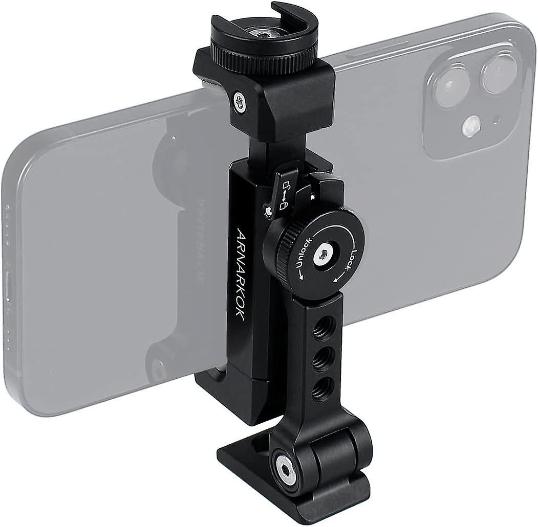 Metal Phone Tripod Mount+Rotating Cold Shoe 360 Rotate and Tilt Angles