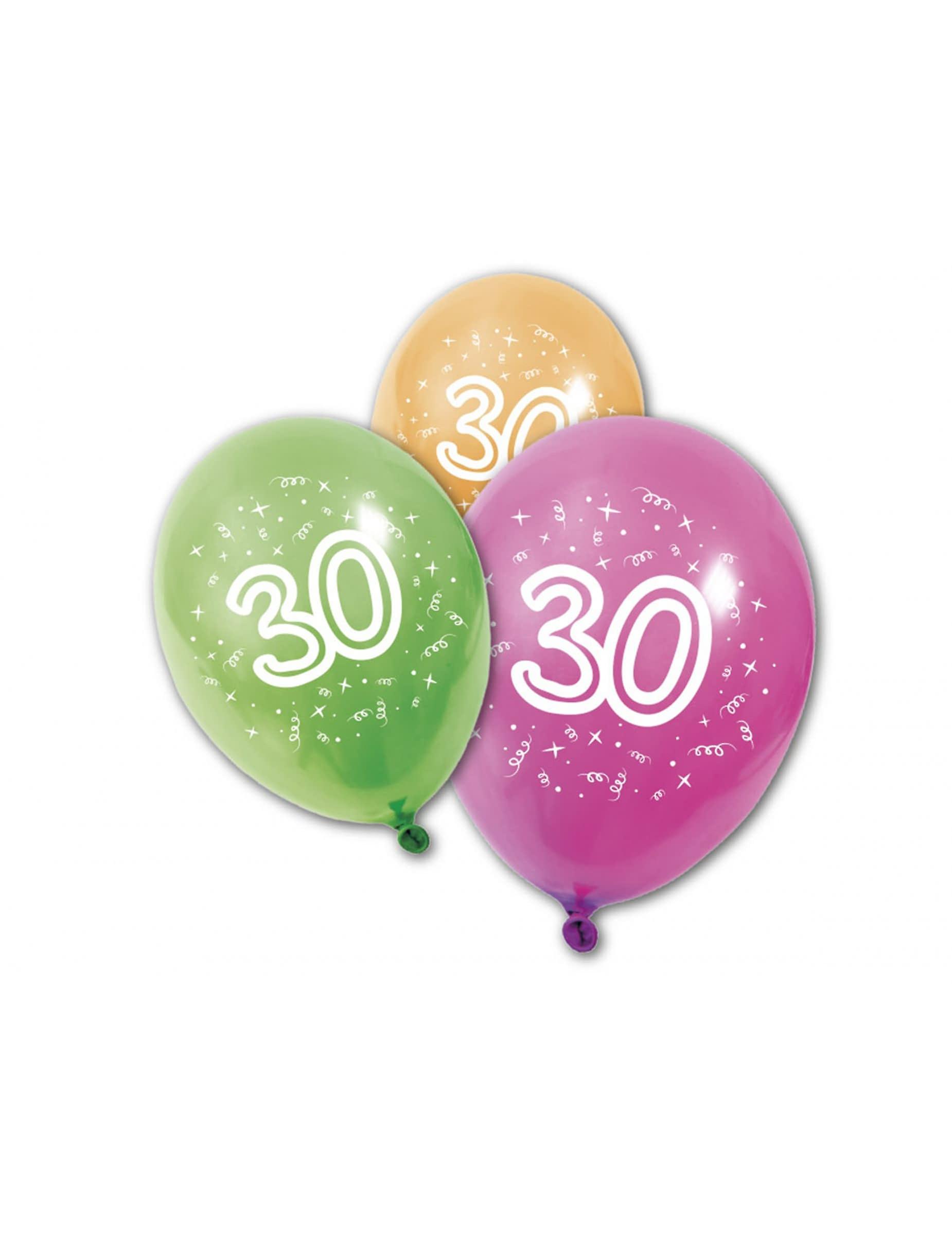 8 Birthday latex balloons 30 years 30 cm