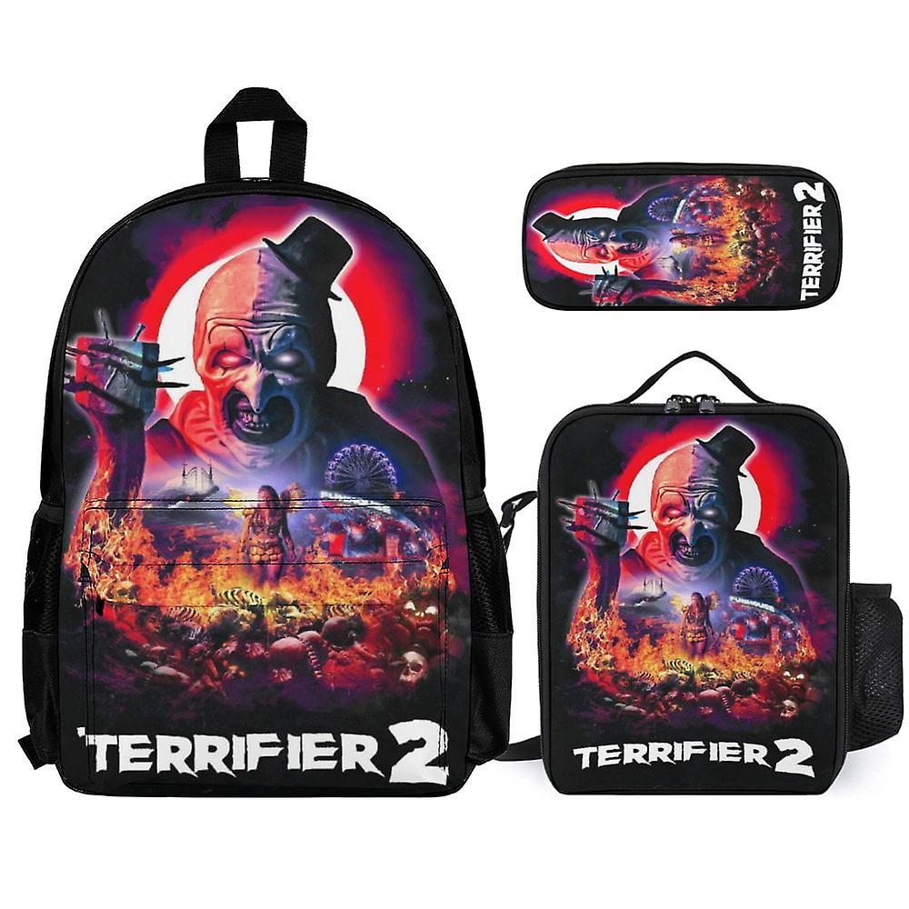 Terrifier 3Pcs Backpacks Sets with Lunch Bag And Pencil Case