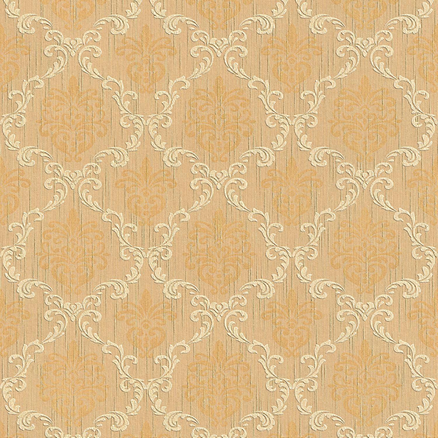 Textiel look behang Profhome 956293-GU textiel behang gestructureerd in textiel look mat oranje beige 5,33 m2