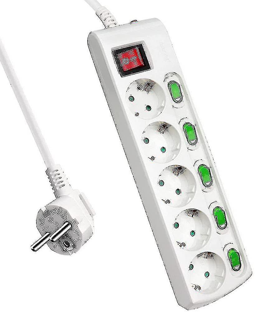 5-way Socket Strip With Single Switch And Child Safety Device, 16a / 230v Max.