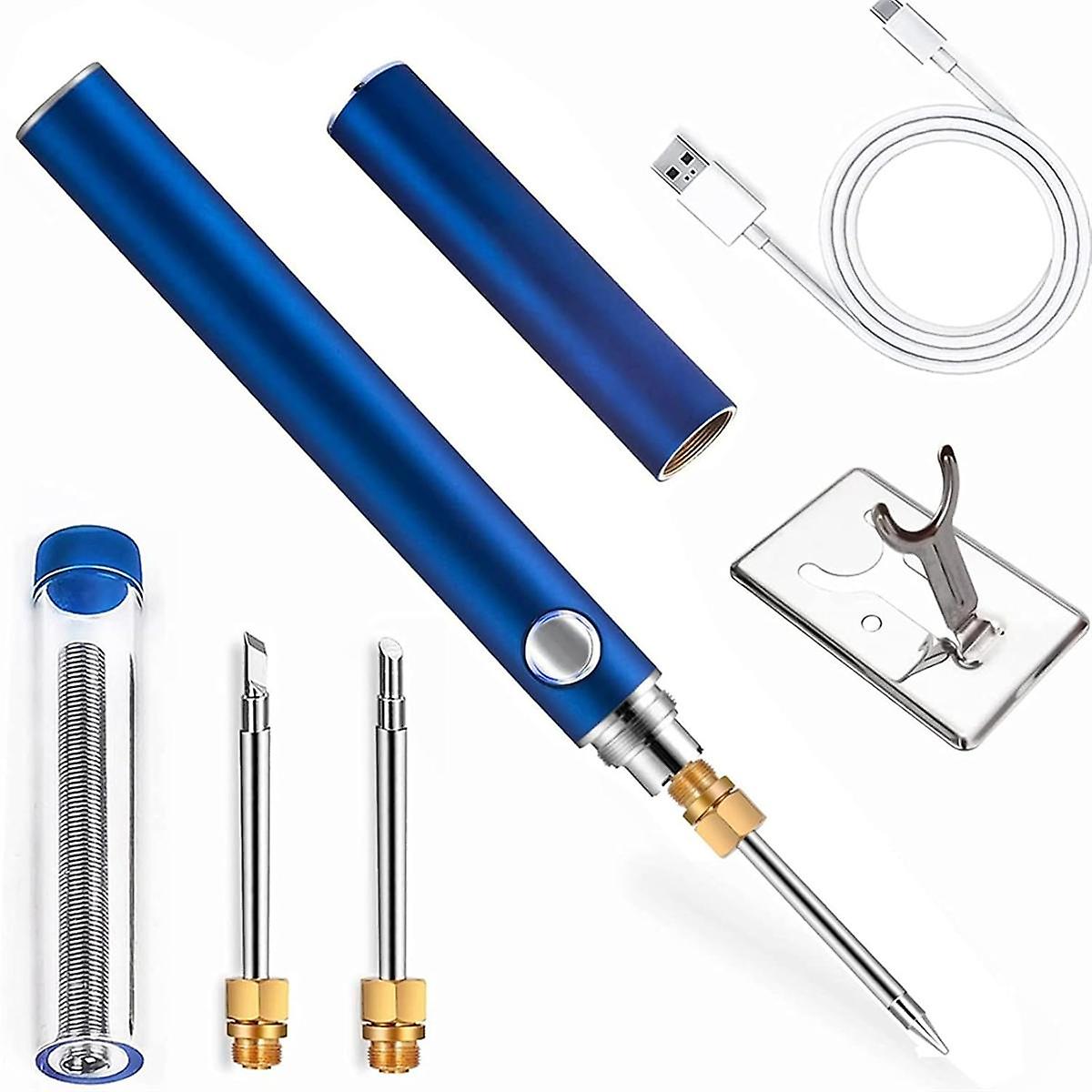 Wireless Charging Welding Tool,Wireless Charging Welding Tool Set,with Three Soldering Iron Tips, Blue