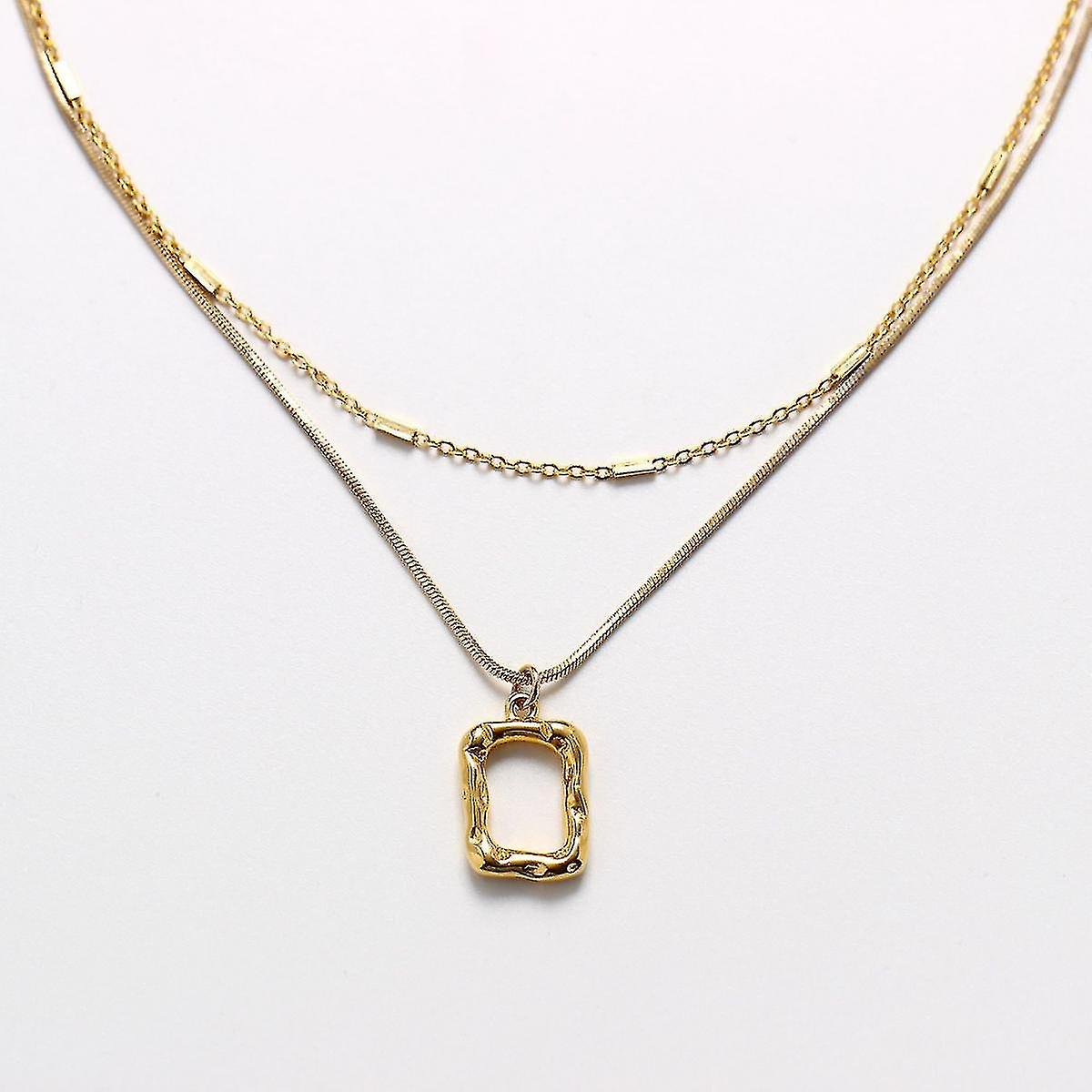 Gold Square Necklace E917-51