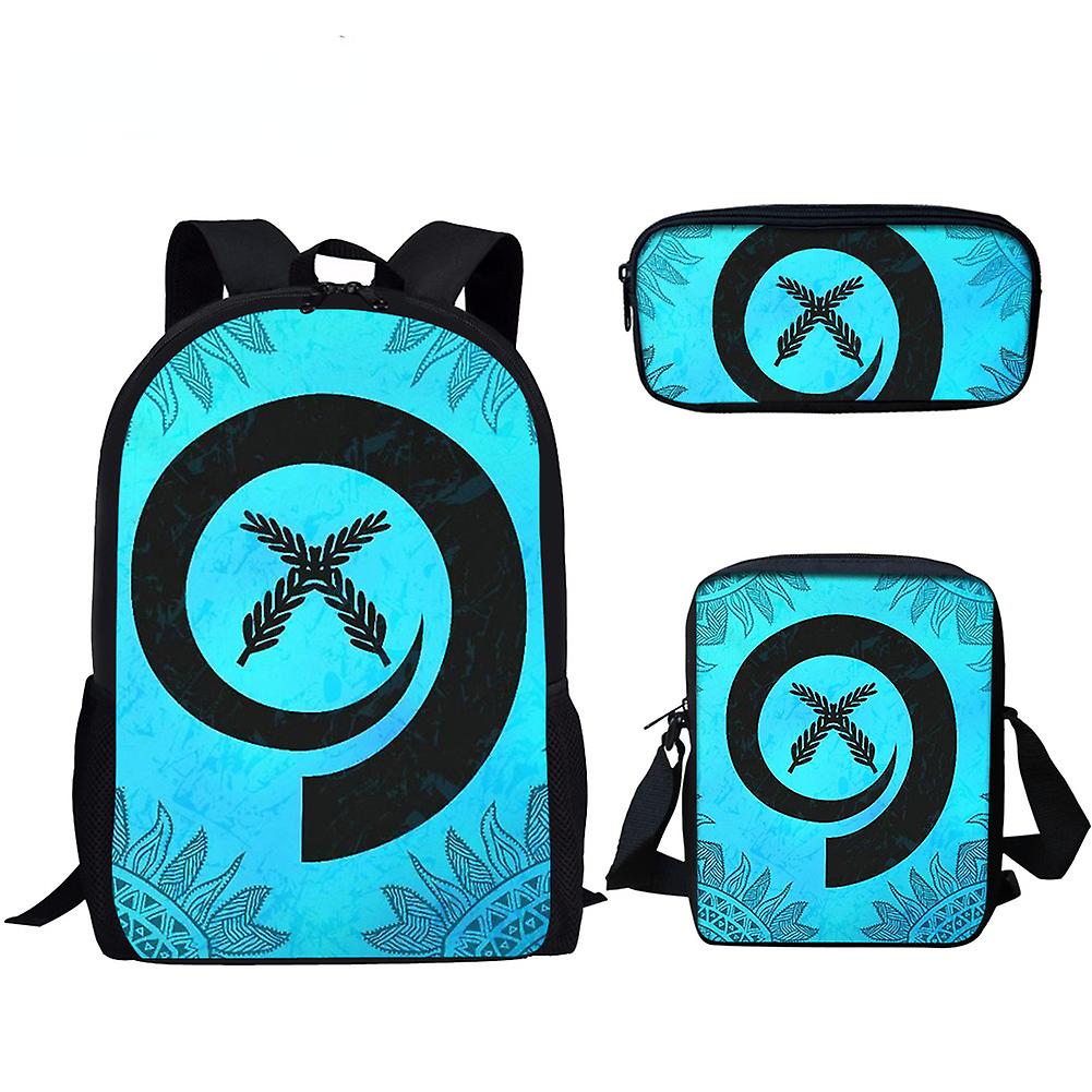 היפ הופ כחול שבטי 3 יחידות / סט תרמיל גב 3d הדפסה תלמיד בית הספר קיבולת גדולה תיק נסיעות מחשב נייד daypack תיק כתף תיק עיפרון