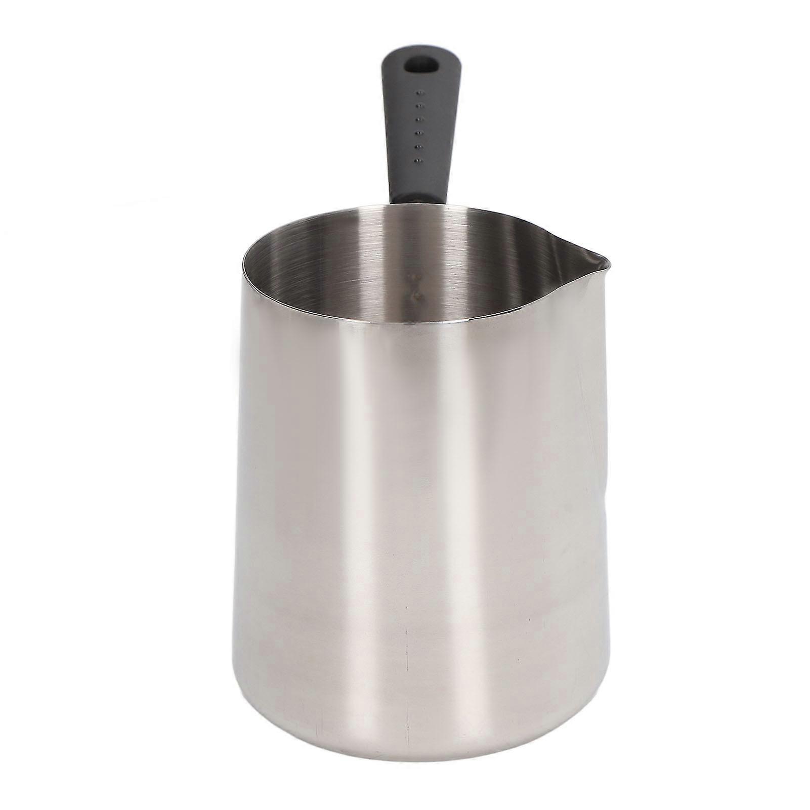 Coffee Milk Frothing Pitcher Cup 304 Stainless Steel Long Handle Milk Pitcher Pointed Tip Latte Frothing Cup with Scale 900ML 22x12x10.3cm/8.7x4.7x4.