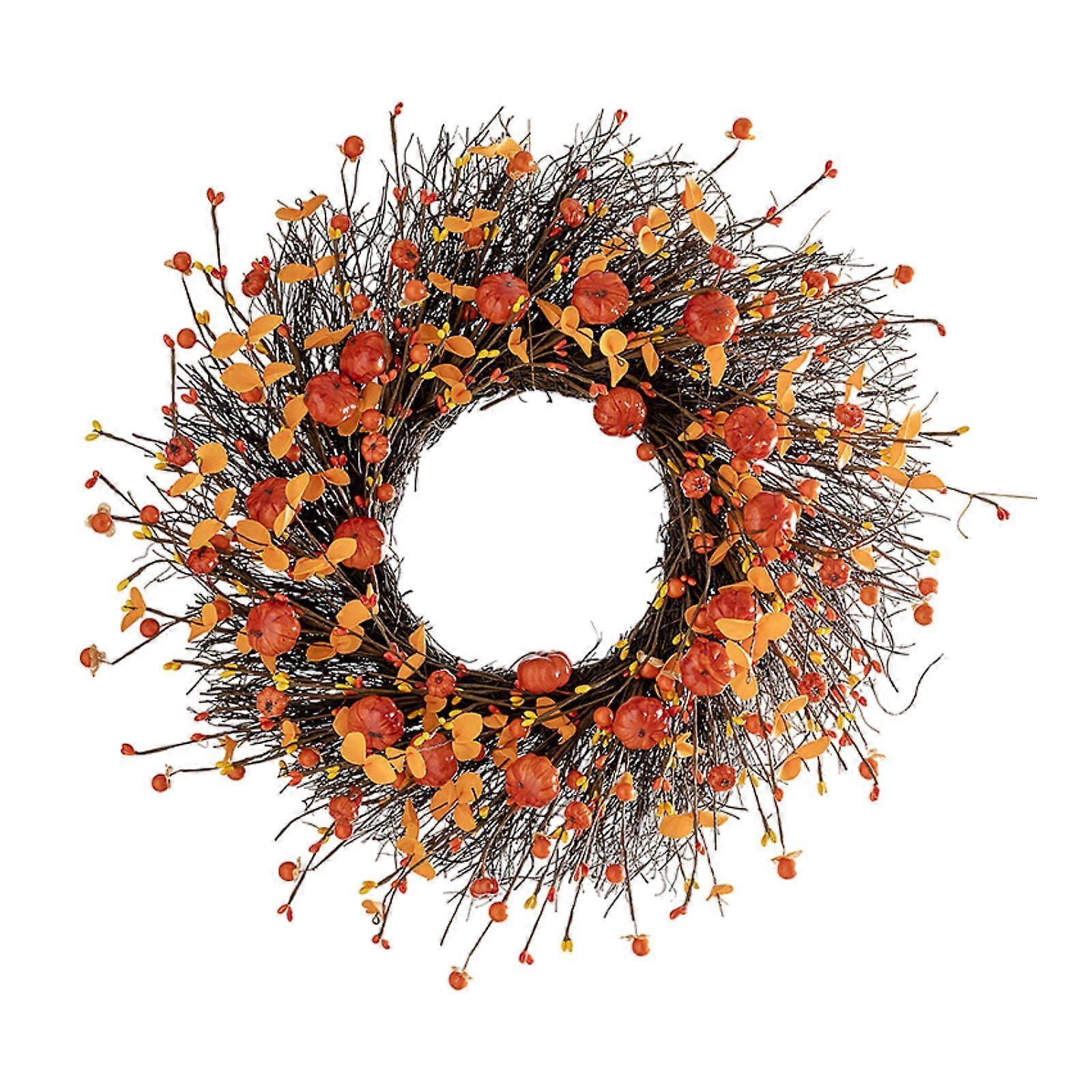 Wieniec dożynkowy Pomarańczowy wieniec kwiatowy na ganek wiejski na zewnątrz 50 CM