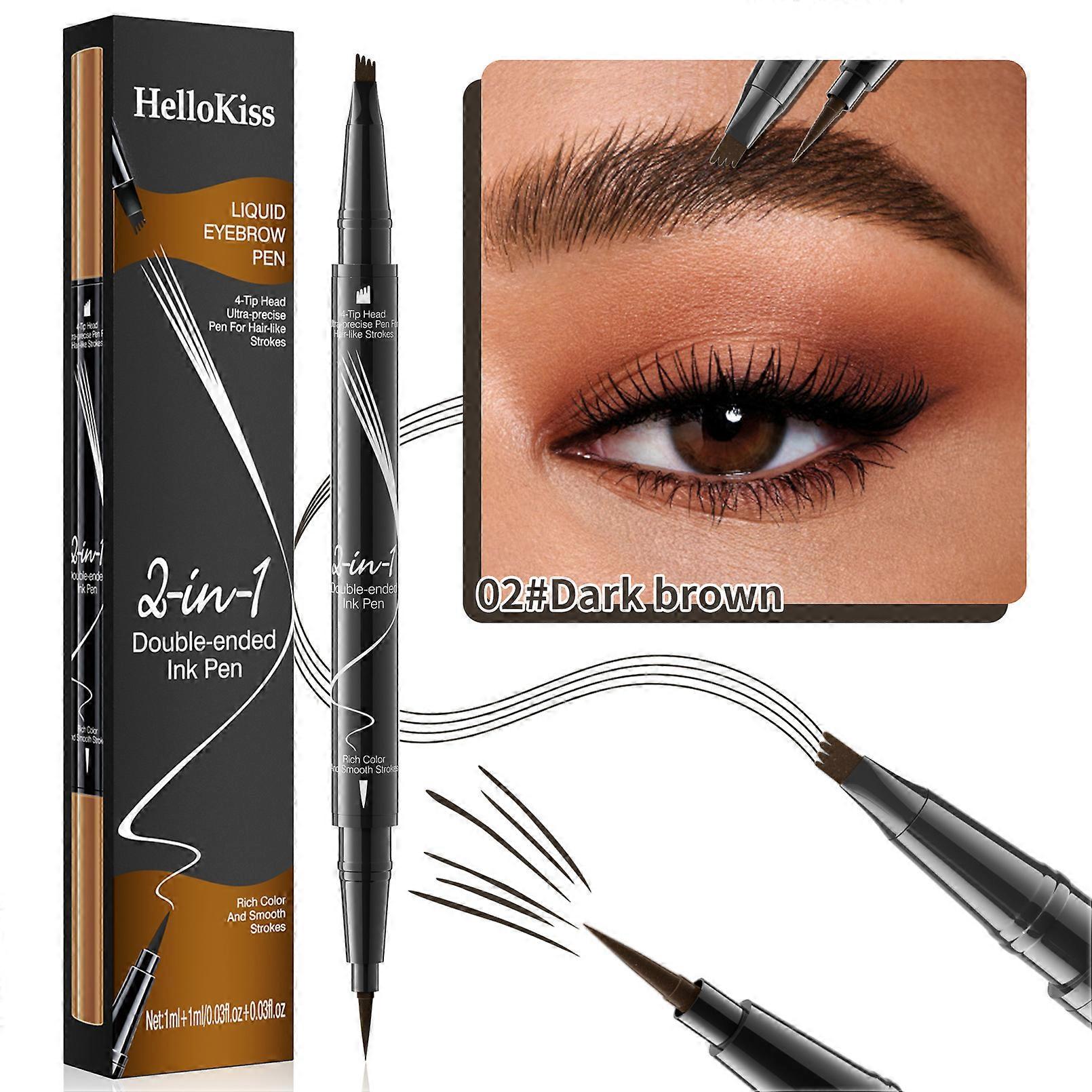 1Pcs Dual-Ended 2-in-1 Brow Pencil - Waterproof & Smudge-Proof with Four-Prong Tip for Perfect Eyebrows