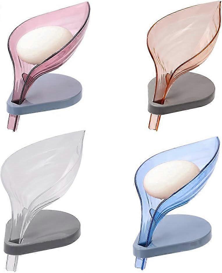4 leaf shape soap dish, drain soap box, for shower, bathroom, kitchen, bathtub