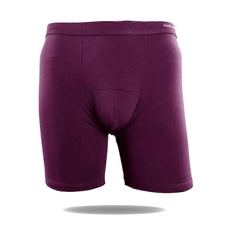 Extra Long Fit Sports Briefs Modal Anti Abrasion Leg Men's Long Leg Boxer Briefs 3 Pcs-Purple (009)