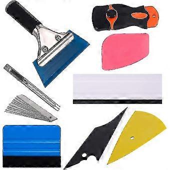 Window Tint Tools Kit, 9 Pcs Protective Film Car Vinyl Wrapping Tint Installing Tool Including Window Squeegee,scraper And Blades1set Tw