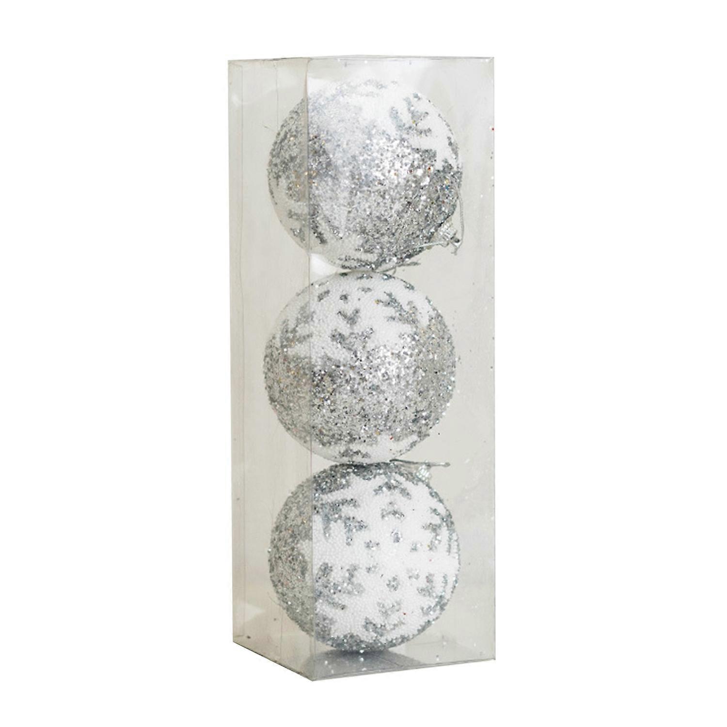 3Pcs 8CM Shatterproof Christmas Balls Ornaments with Lanyard Big Ball Xmas Tree Hanging Pendants