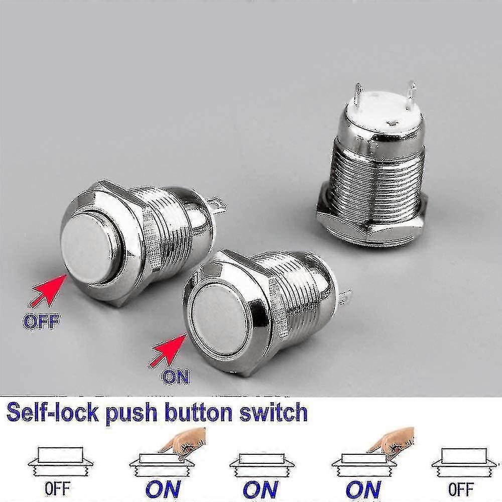 4Pcs Push Button Waterproof Stainless Steel On Off 12Mm 24V(Head Up)