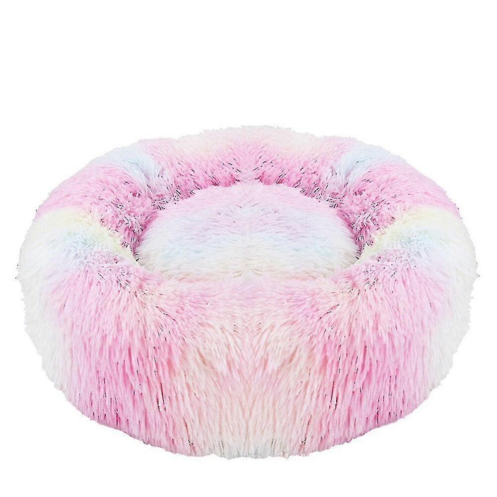 Pet Calming Bed Plush Cat Bed Kennel Dog Soothing Sleeping Sofa Mat Round Rest Blanket