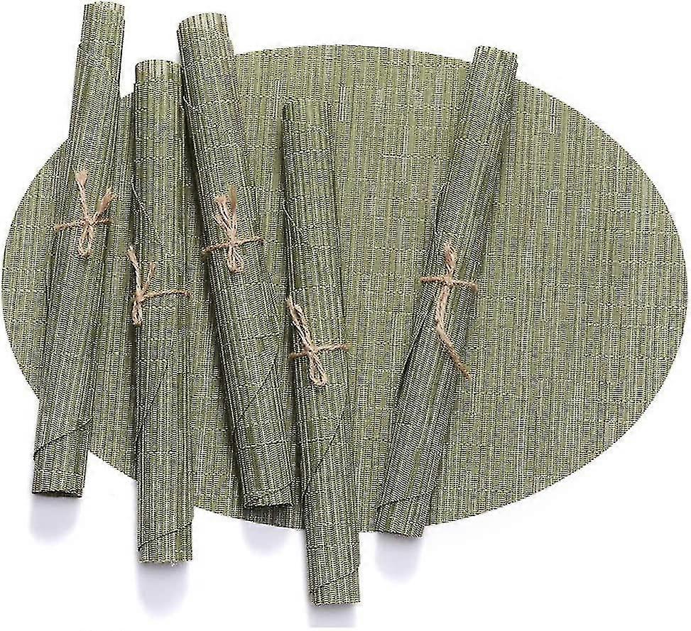 Sets de table ovales, ensemble de 6 sets de table lavables en vinyle antidérapant résistant à l’usure Résistant à la chaleur (vert)