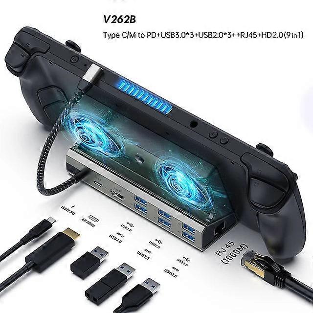 Docking Station Compatible With Fan Steam Deck 11in1 Hd2.0 4k@60hz Gigabit Ethernet Usb 3.0 Charging Usb-c For Rog Ally