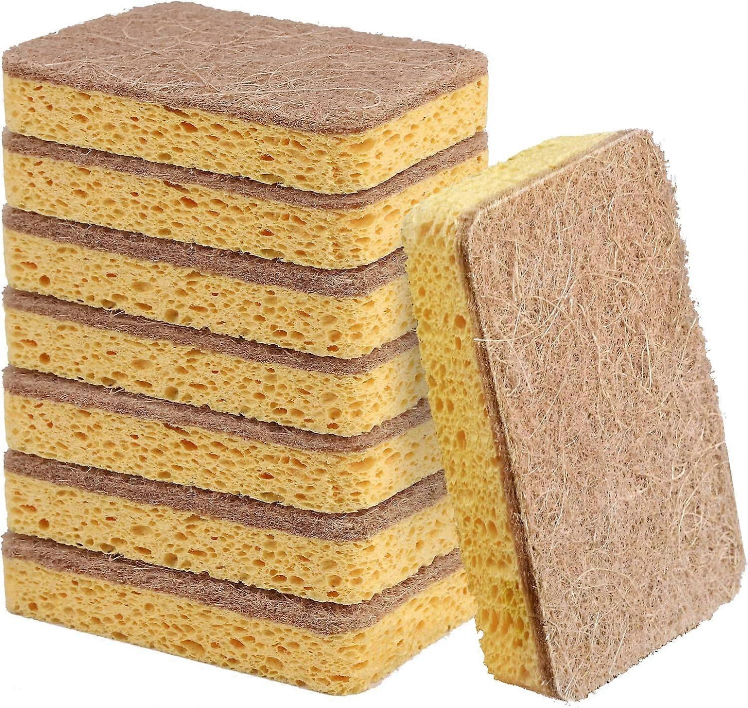 Confezione da 8 Spugna Ecologica Compostabile Spugna per Piatti Da Cucina Biodegradabile Lavapiatti Spugne Scrubber per Piatti con Spugnetta Abrasi...