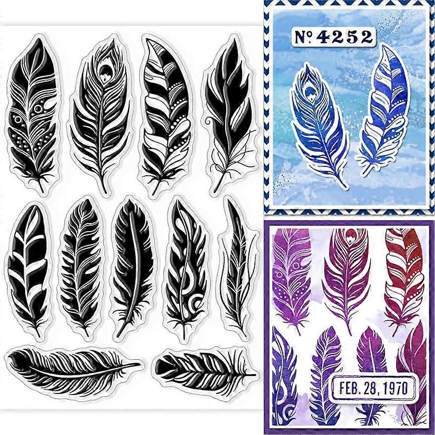 1Sheet Feather Silicone Clear Stamp Seals