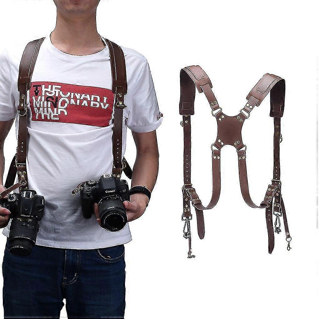 kamera stropp lær DSLR stropp dobbel skulder stropp fotografering tilbehør kamera sele stropp