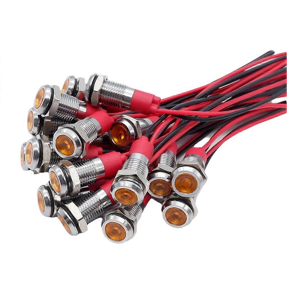 20Pcs 6mm Metal LED Warning Indicator Light Signal Lamp Pilot Onboard Display Lights with Wire 3V O