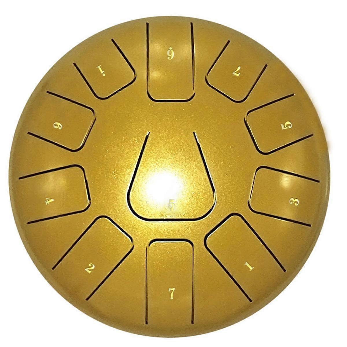 Tambour à langue en acier de 8 pouces, tambourin à 11 notes avec baguettes et médiators pour la méditation Instrument de tambourin J