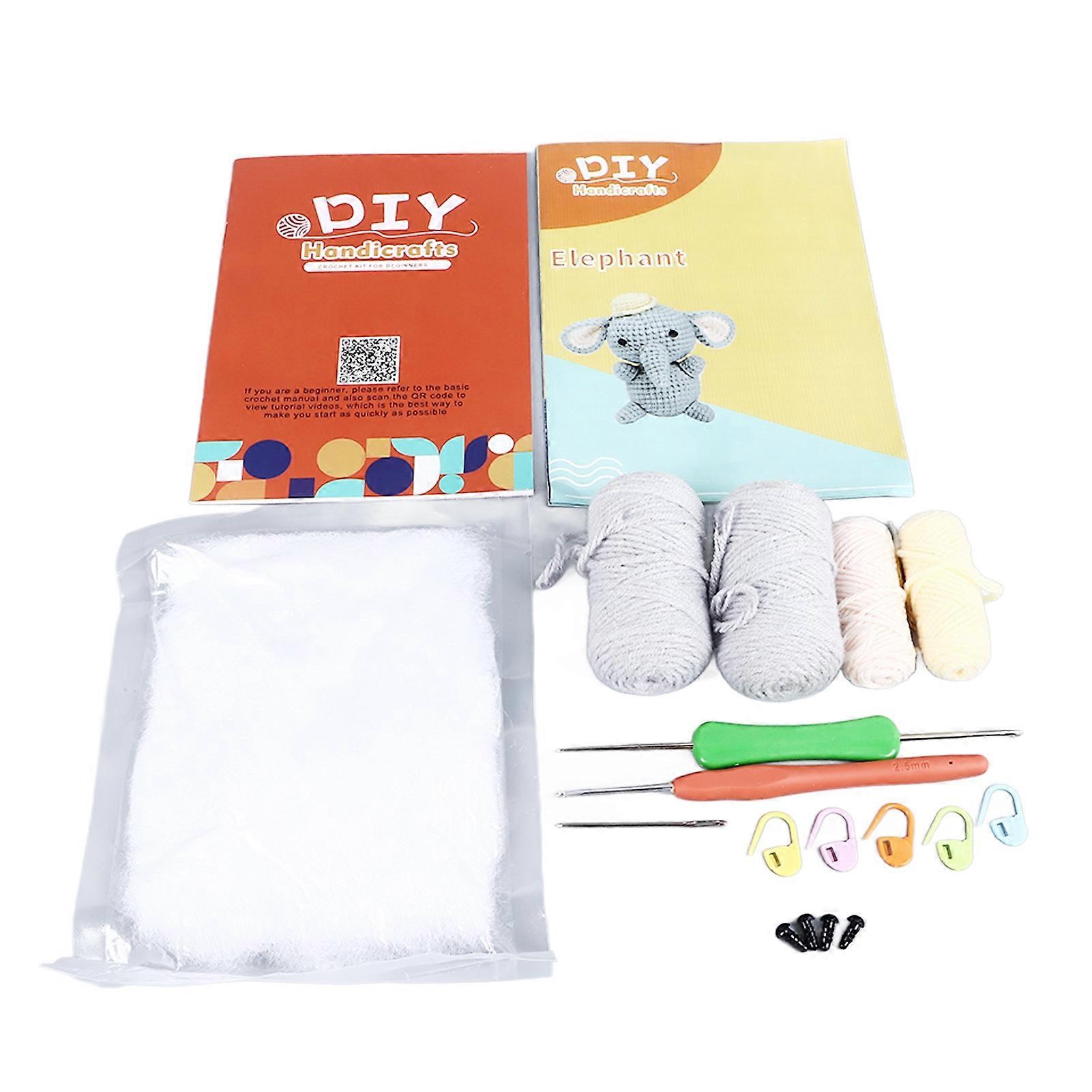 Crochet Elephant Kit Complete Tool Cute DIY Learn to Crochet Animal Starter Kit for Beginners