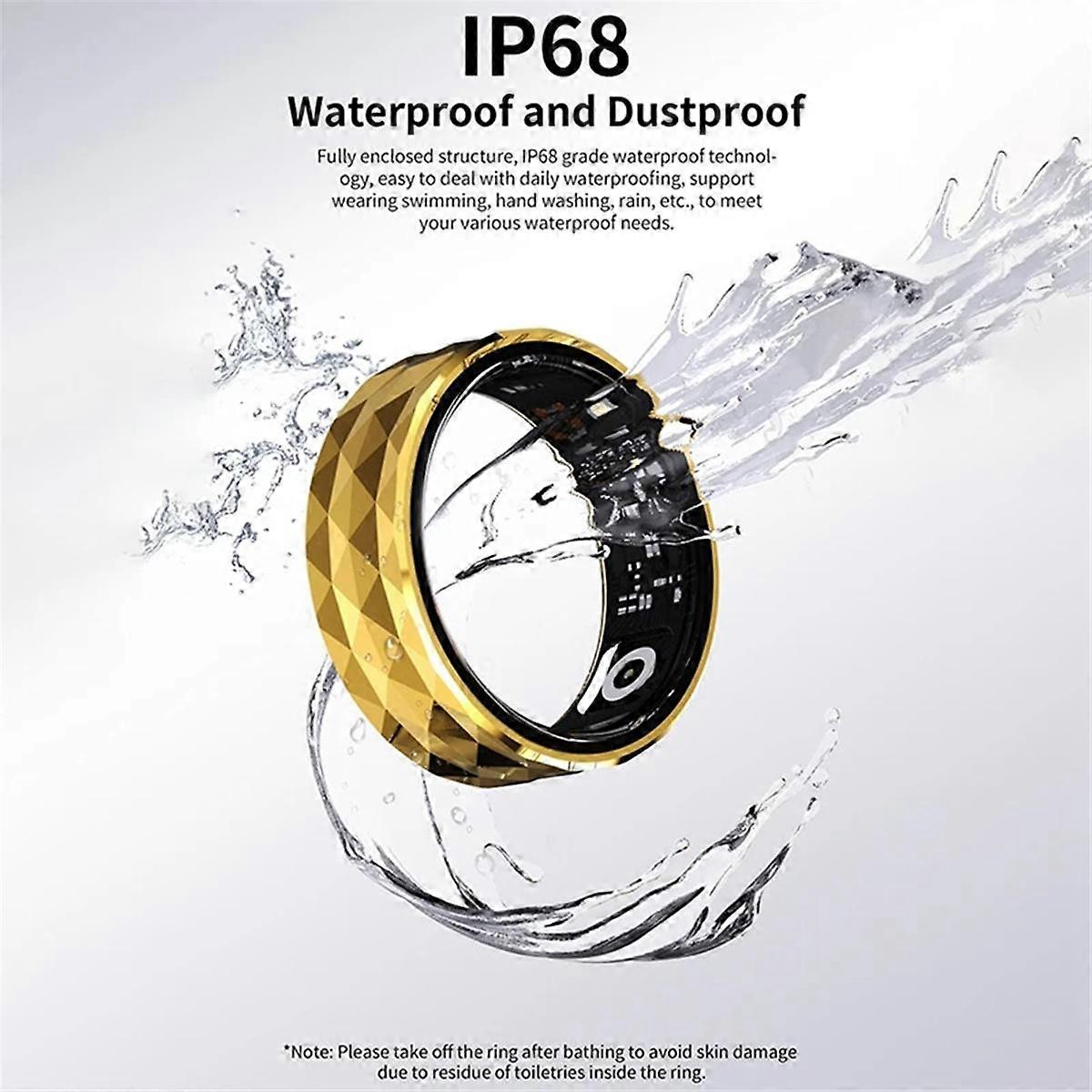 R12M Smart Ring Men Women Heart Rate and Multi-Sport Mode Fitness Ring IP68 Sleep Monitor Smart Ring 20 19.8mm Gold