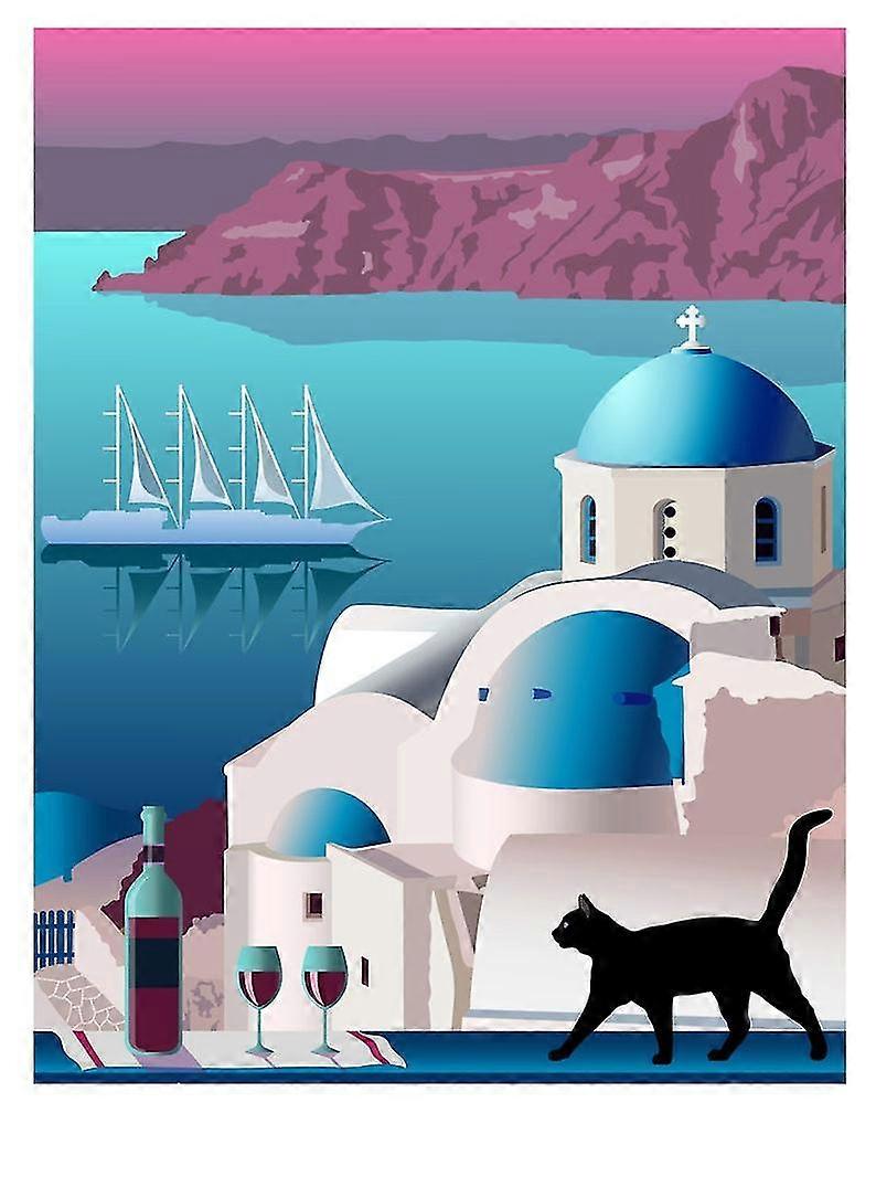 5d Diy Santorini Elmas Boyama Cadı Su Matkap Çapraz Dikiş Nakış Kakma Ev Dekorasyonu Dolu