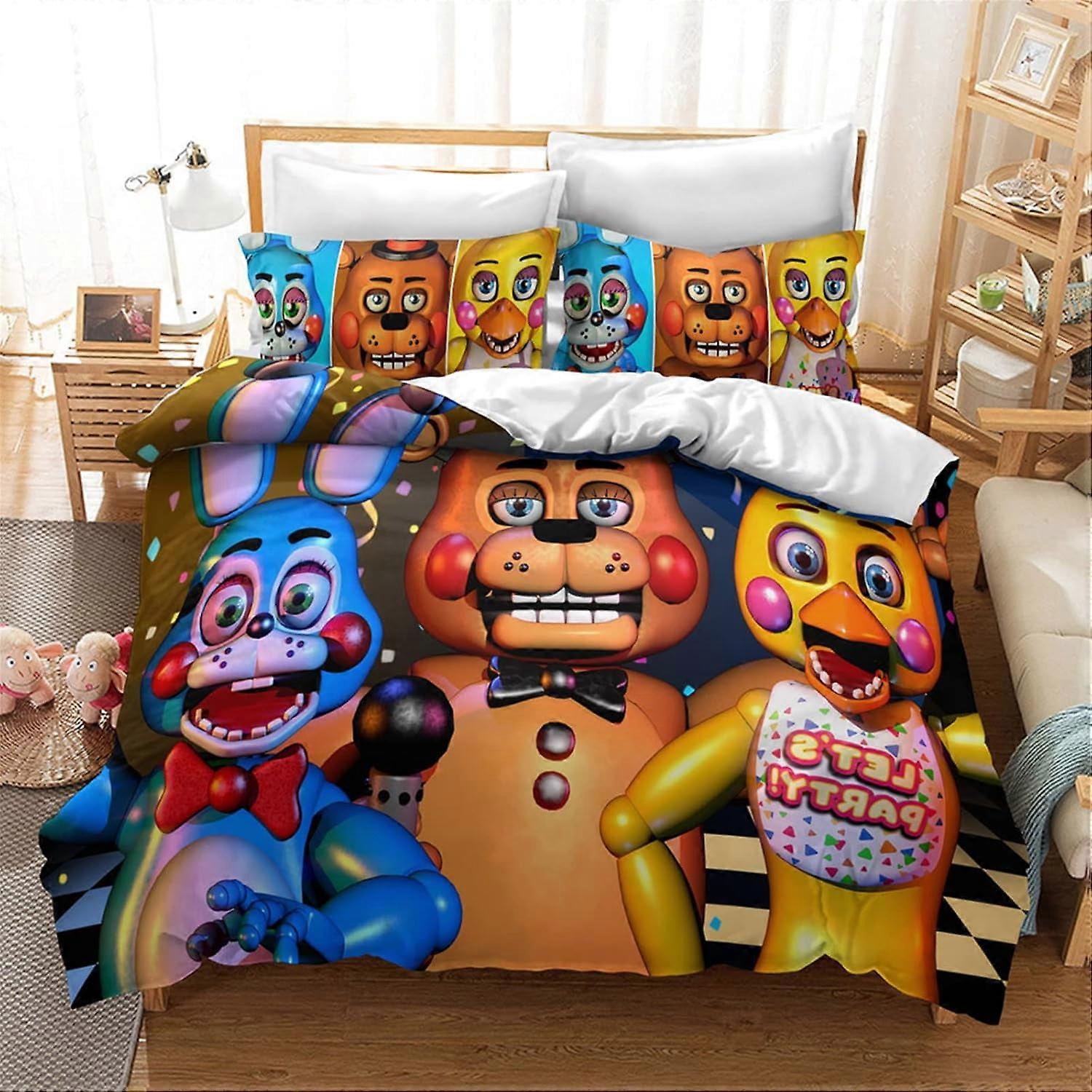 i90 Kids Five Nights-at Freddy&#x27; s Capa de Edredom de Cama Queen Size, 3 Peças Capa de Edredom Leve e Macia com Fronhas jm90