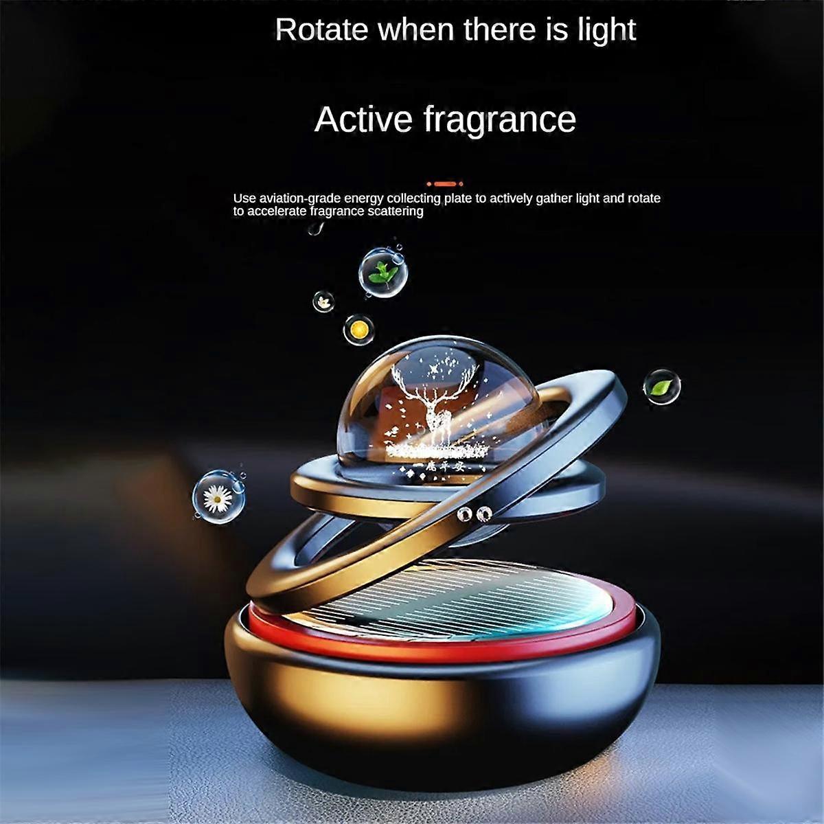 Solar Rotating Perfume Vehicl Aluminum Alloy Suspension Car Perfume Home Ornament Relaxing Desk Toy