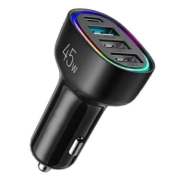 4-poorts autolader 45W, PD, QC 3.0 - zwart