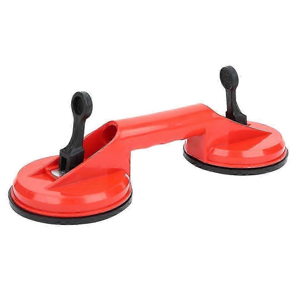 Double Suction Cup Glass Puller Red Plastic 11.5cm Tile Floor Extractor