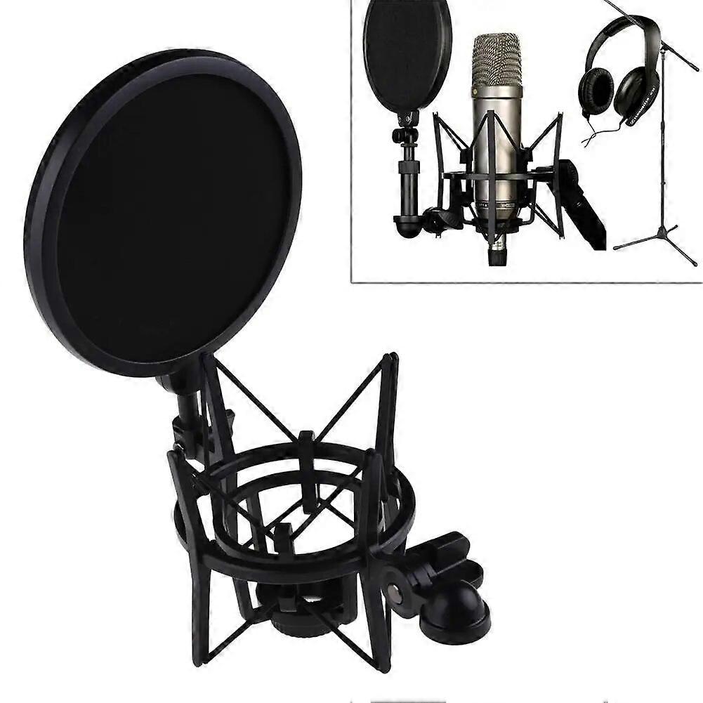 Microphone Mic Professional Shock Mount Holder with Shield Filter Screen Universal Mic Bracket for 21mm Diameter Condenser Mic