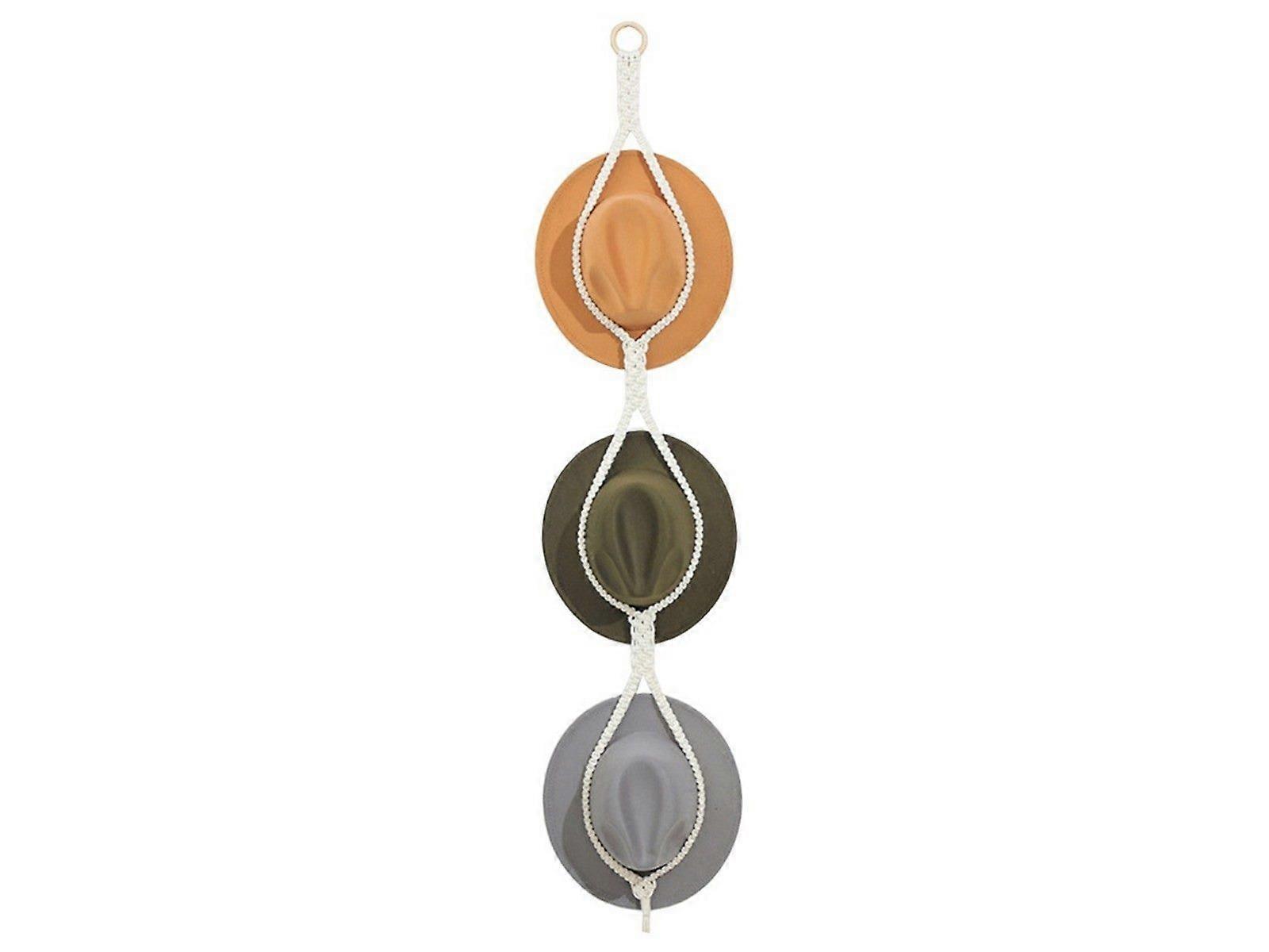 Three Loop Style Boho Hat Display Rack Caps Holder Hat Storage Hanging Rope