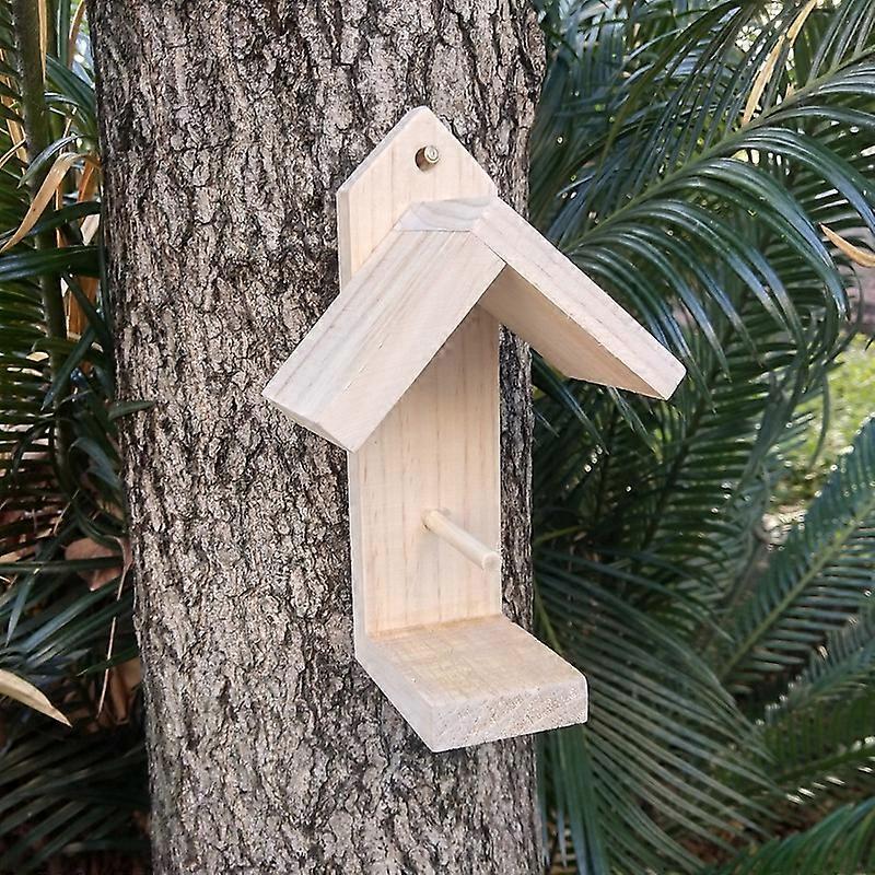 Wooden Birds Feeder with Little House Shaped Durable Washable Unique Suit for Outdoor Courtyard Garden