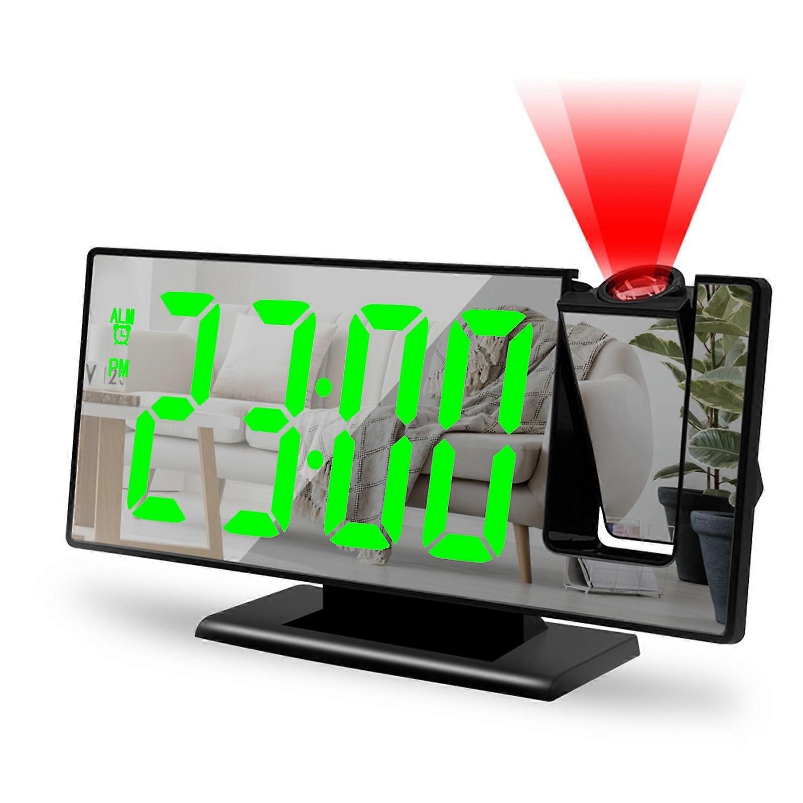 Projection Alarm Clock New Mirror Large Screen Display Silent Sleep Electronic Clock Multifunctional Intelligent Digital Nightlight Desk Clock FLYE251
