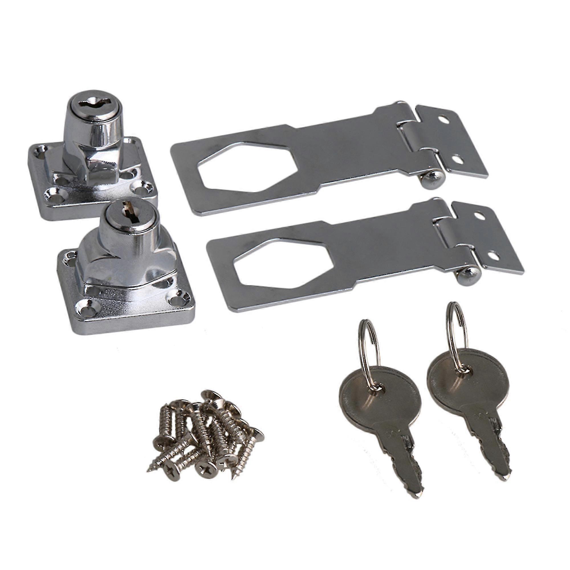 Silber Zinklegierung Alike Keyed Hasp Lock 3inch lang für Schränke Set Of 2