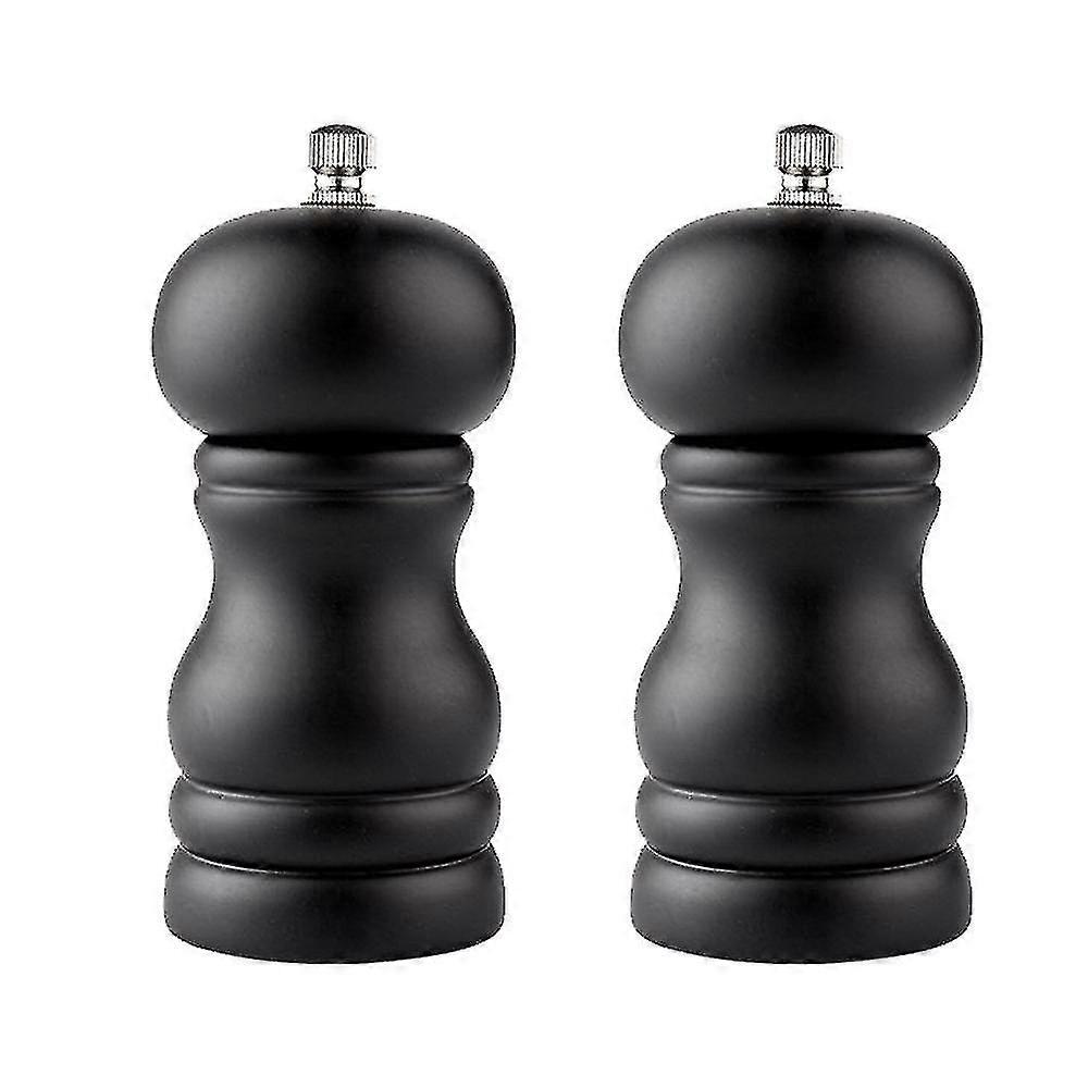 2pcs Solid Wood Pepper Grinder Black