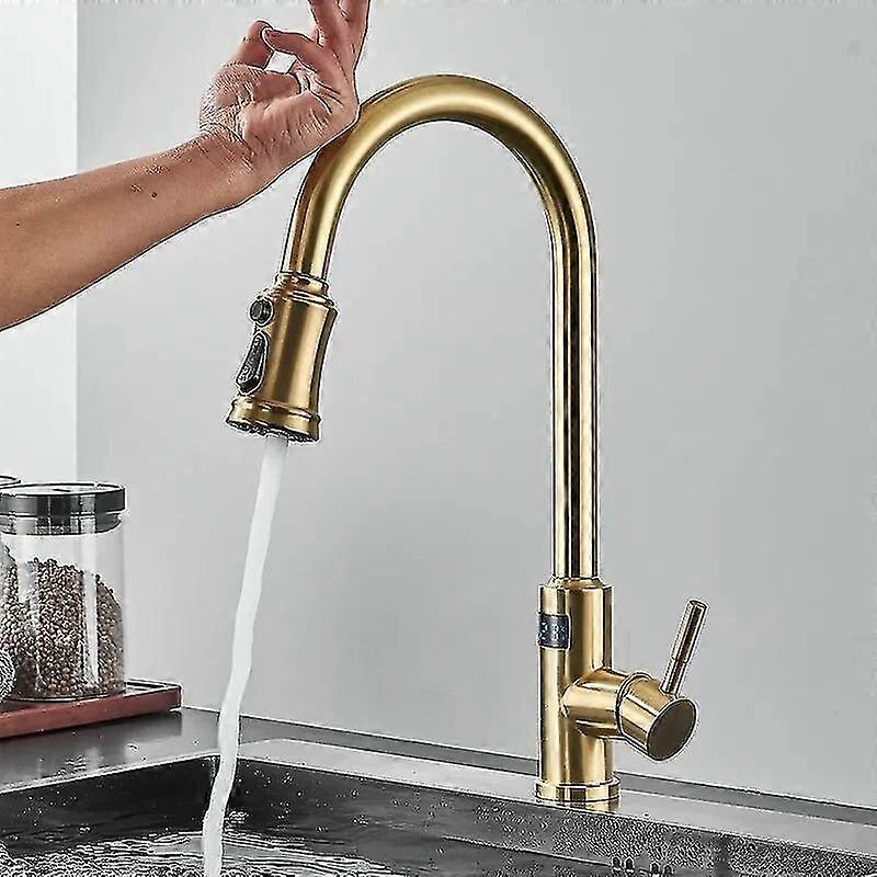 Exquisite Display Screen Touch Sensor Kitchen Faucet Hot Cold Deck Mounted Smart Sensor Mixers 360 Rotate Sink Kitchen Tap Crane