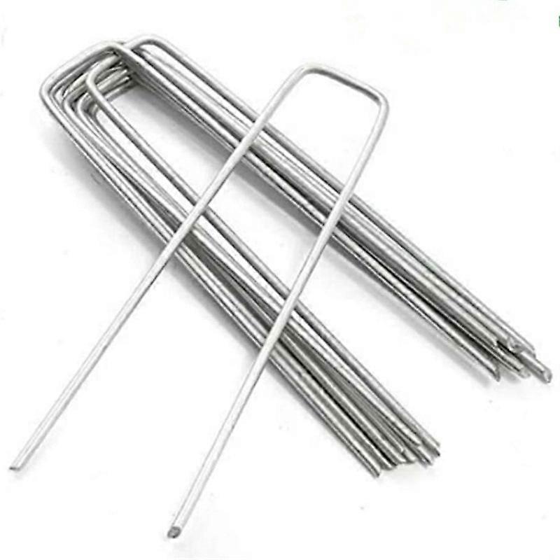 Galvanized Steel Fixing Stakes (25 Pieces) - Strong Fixing Staples for Mulching Cloth, Fencing and Netting - 150 mm Long, 40 mm Wide, 3 mm