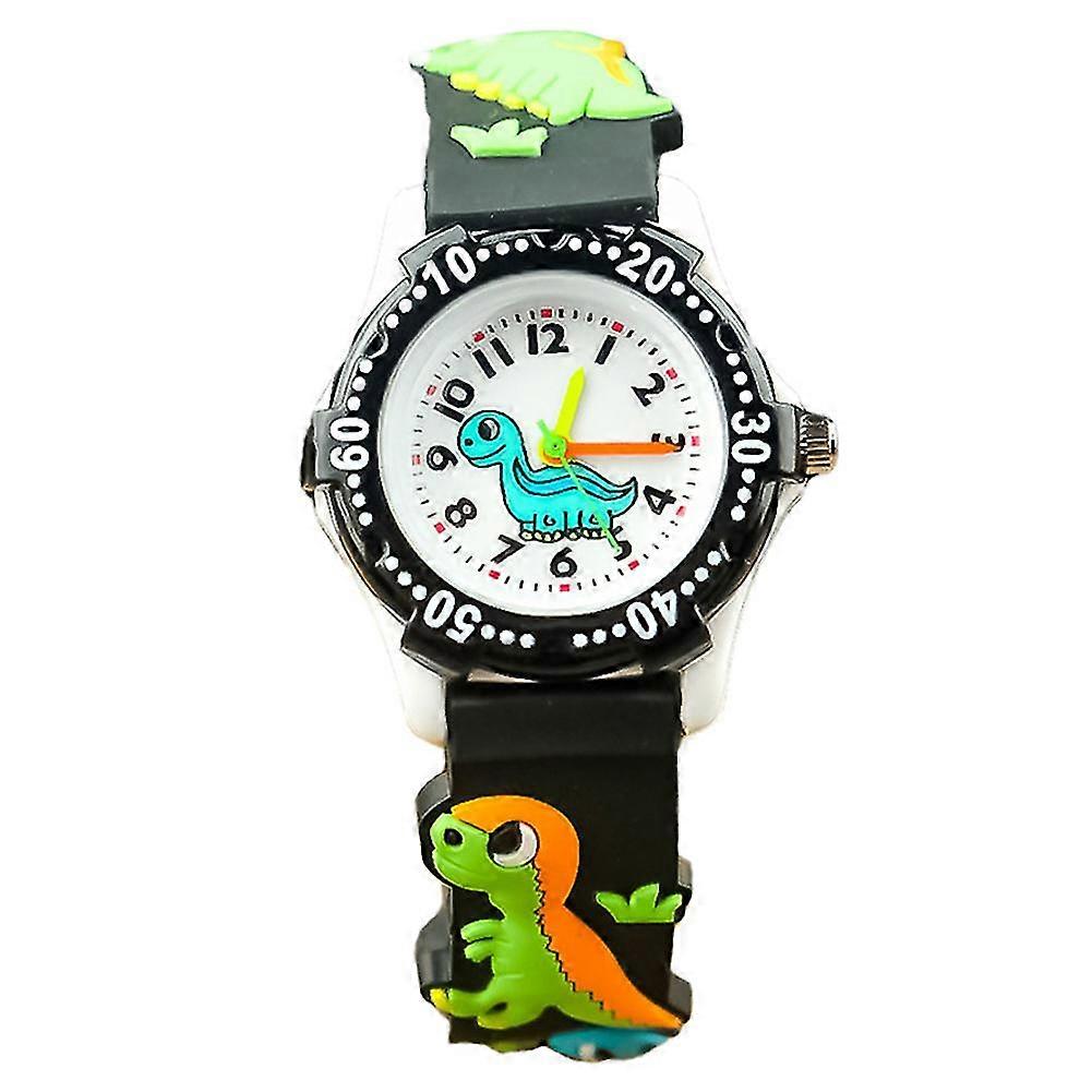 3d Dinosaur Cartoon Pattern Quartz Silicone Watch  Round Dial Gift For Children