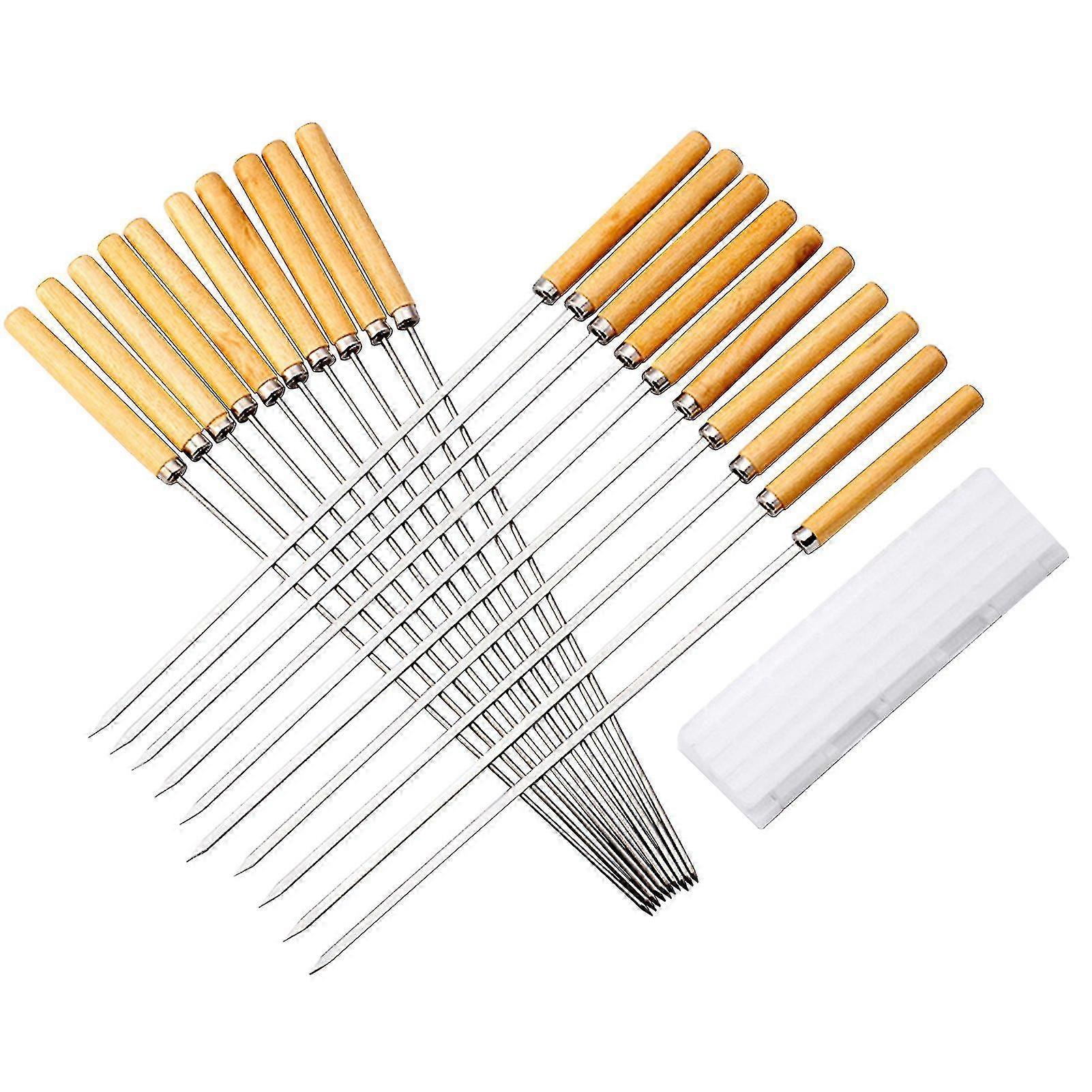 20 Pcs/set Barbecue Skewer (10 Round Head + 10 Flat Head), Skewers Box,note1. Please Be Careful When Using,2. Keep Out Of Reach Of Children