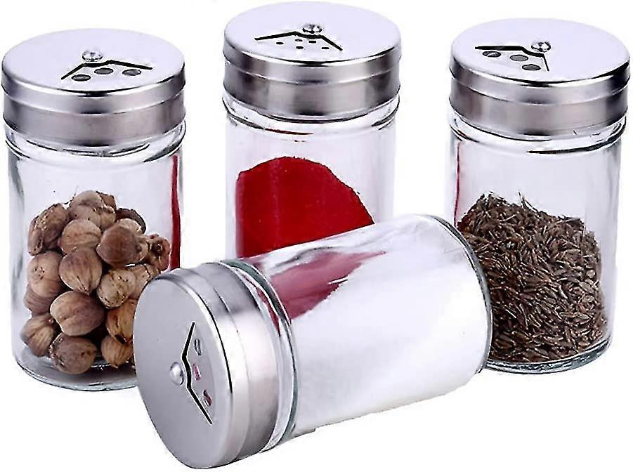 Ritte Spice Jars, 4 Pieces Spice Jars, 100ml Clear Storage Jar With Lid, Adjustable Pouring Holes For Storing Tea, Cereals, Dried Fruits