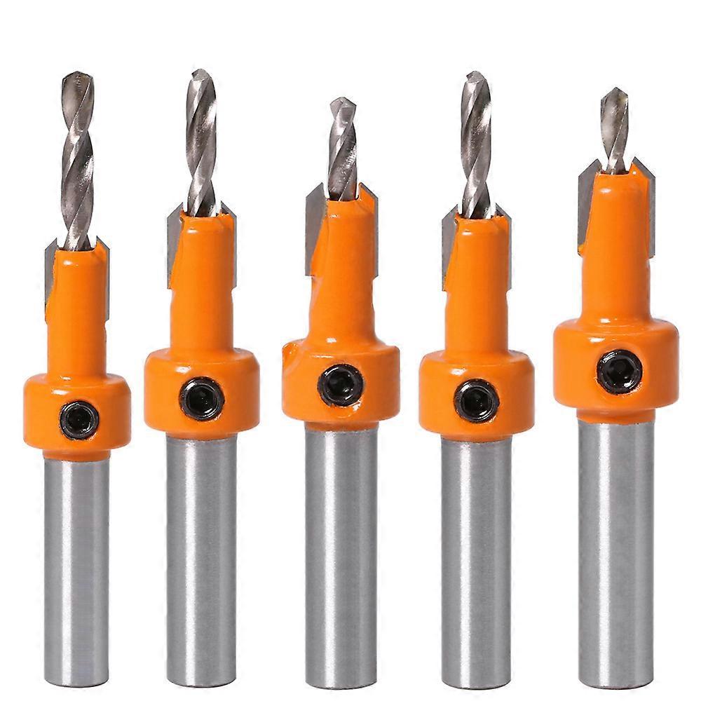 5pcs Woodworking Drill Chuck, Chamfer Drill Bit, Taper Drill Bit