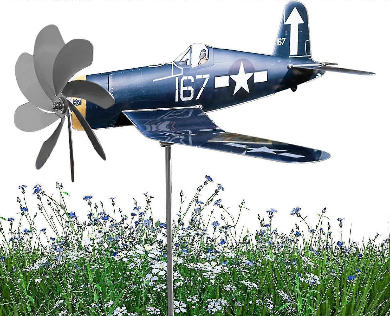 Airplane Wind Spinner Metal, Windmill Aircraft Garden Decoration, Airplane Wind Sculpture, Airplane Yard Spinner, Stainless Steel Wind Catchers -aqwg